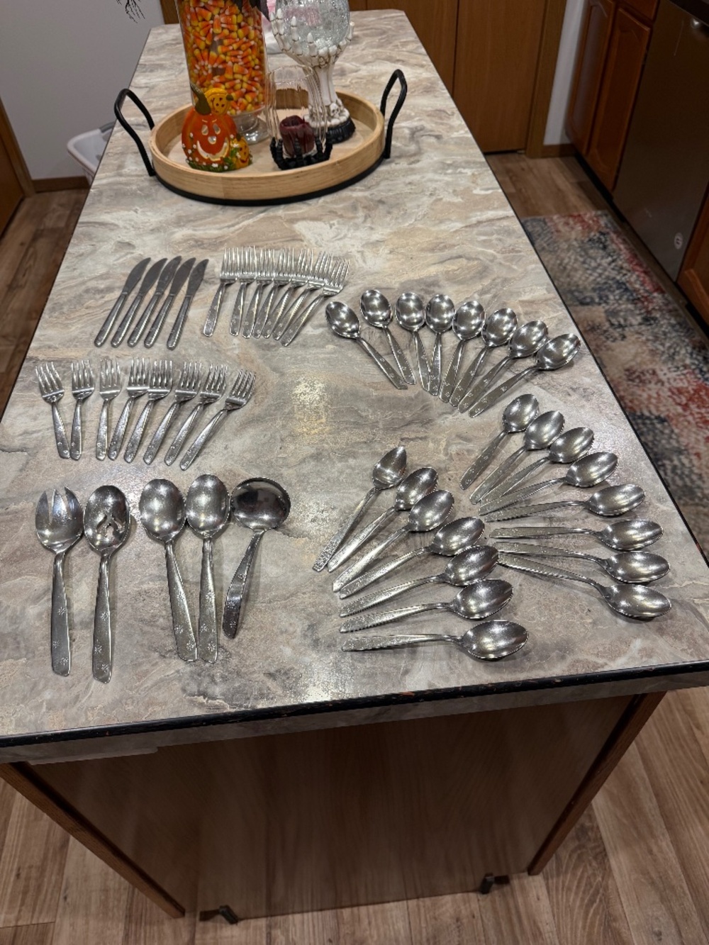 International Superior “Night Sky” stainless Aurora, silverware choice, flatware